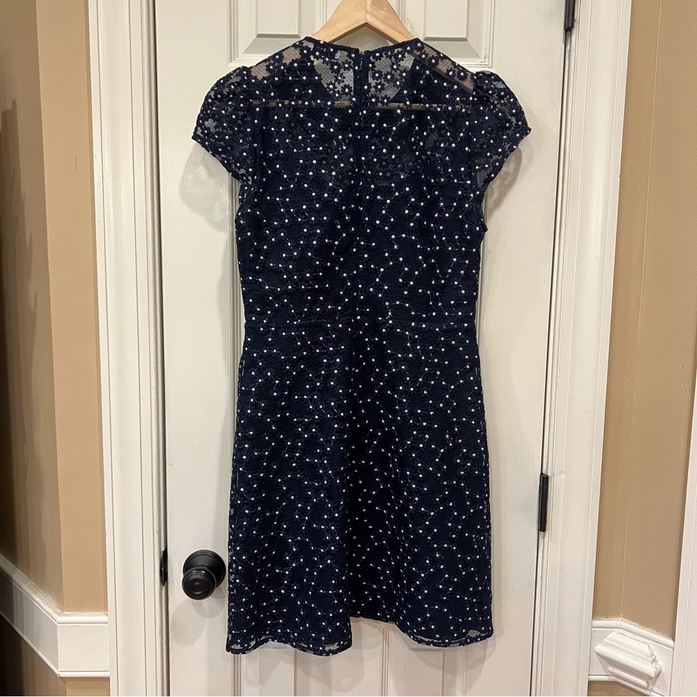 SANDRO Lucianita Dress Navy Lace Mini Dress with Beaded Collar 38 - Picture 10 of 15